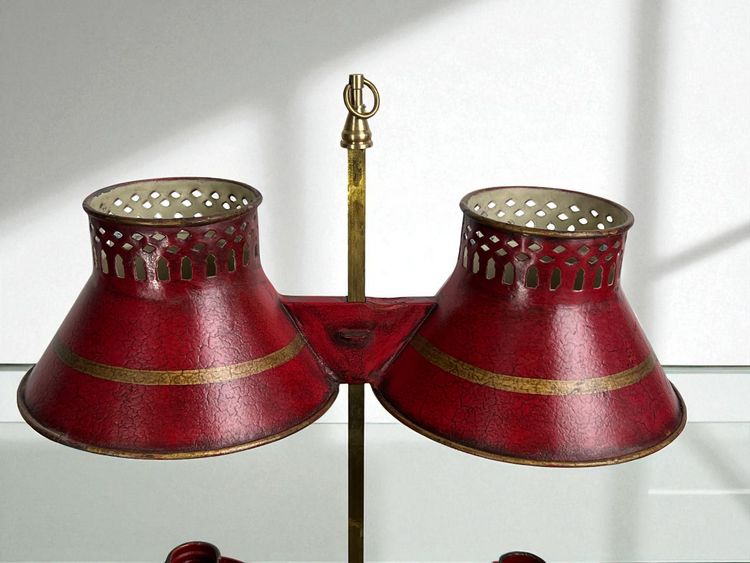 LAMPE BOUILLOTTE A DEUX LUMIÈRES EN TÔLE RÉGLABLE EN HAUTEUR ( non électrifier )