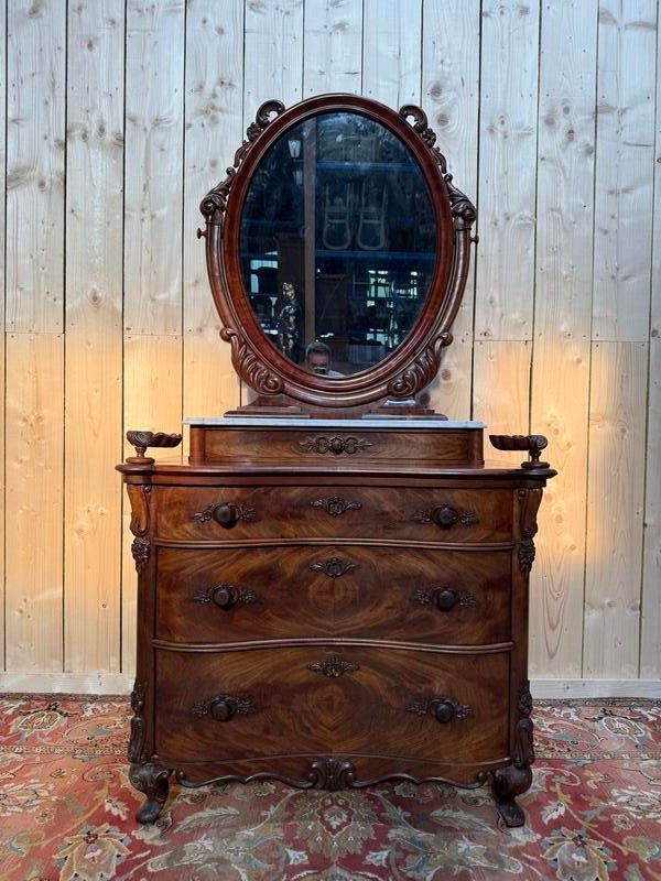 Commode - Coiffeuse époque Napoléon III avec psyché.