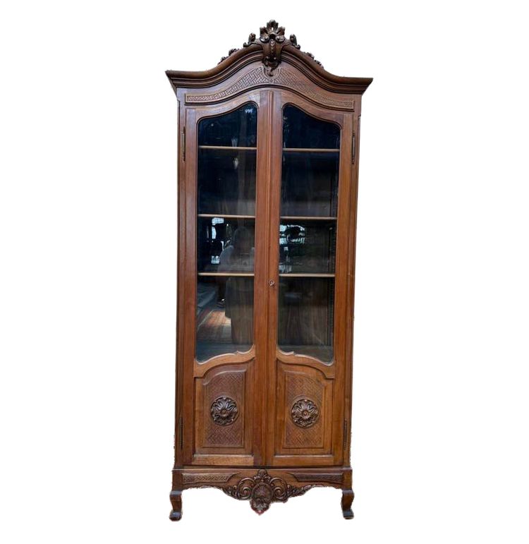 Showcase - narrow louis xv style library in walnut