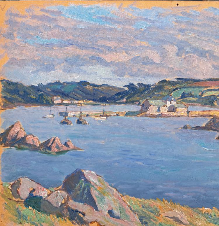 Pierre Agnès (1898-1964), Port breton (Etel?), olio