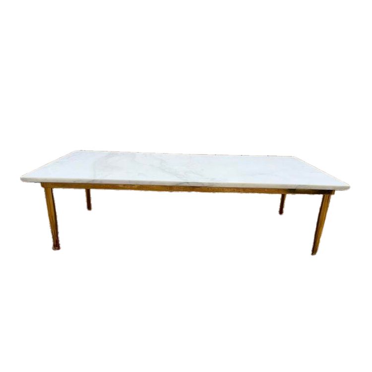Table basse 1970 laiton et marbre de carrare 