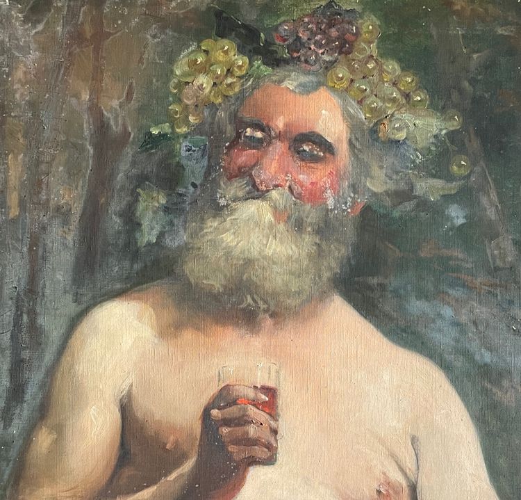 Jahrhundert Wunderschönes Porträt von Bacchus, Thema: Weinrebe, Wein, Dyonisos Antikes Rom