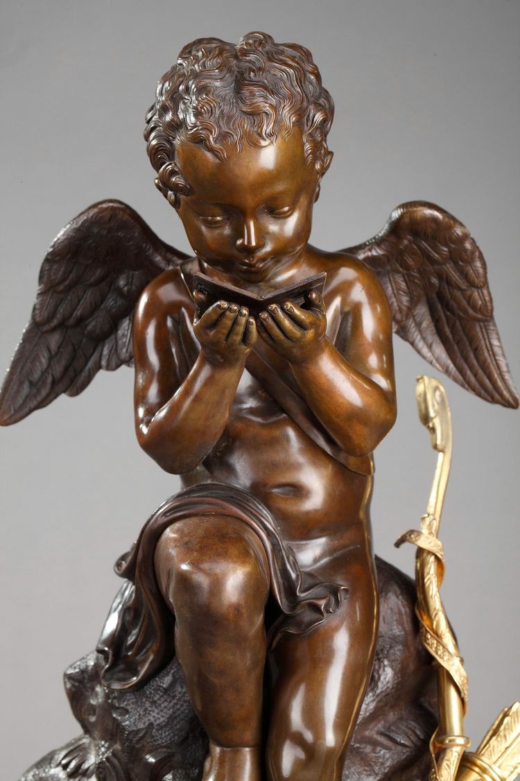 Marble Clock "Cupid Reading" by Ledure and Hémon 