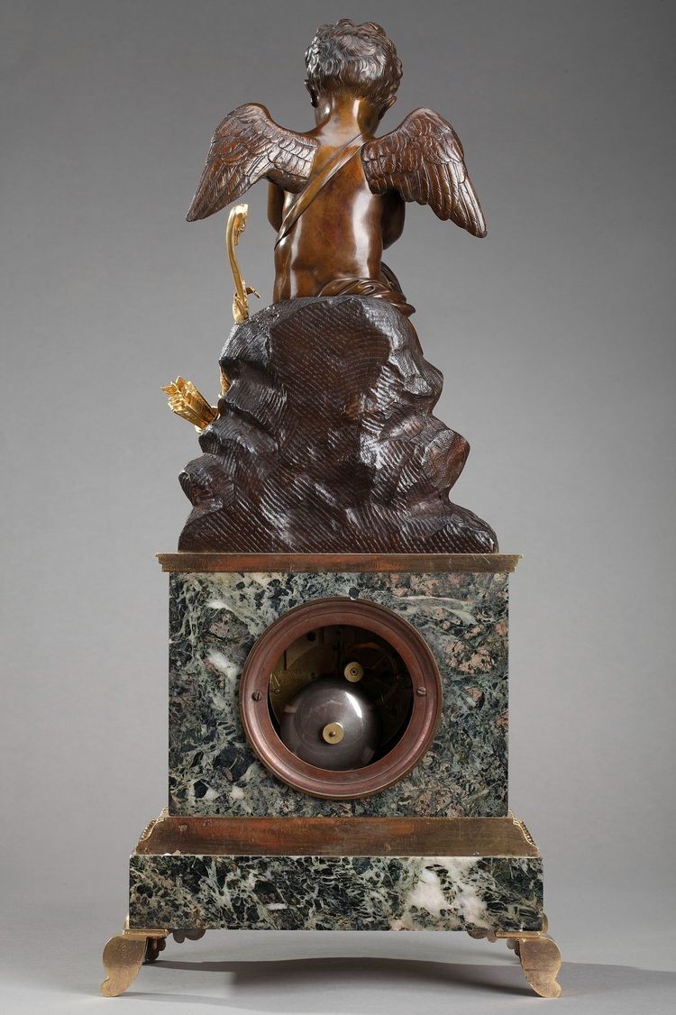 Marble Clock "Cupid Reading" by Ledure and Hémon 