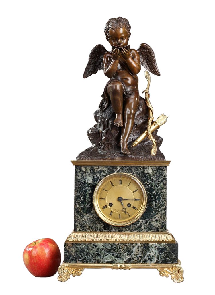 Marble Clock "Cupid Reading" by Ledure and Hémon 