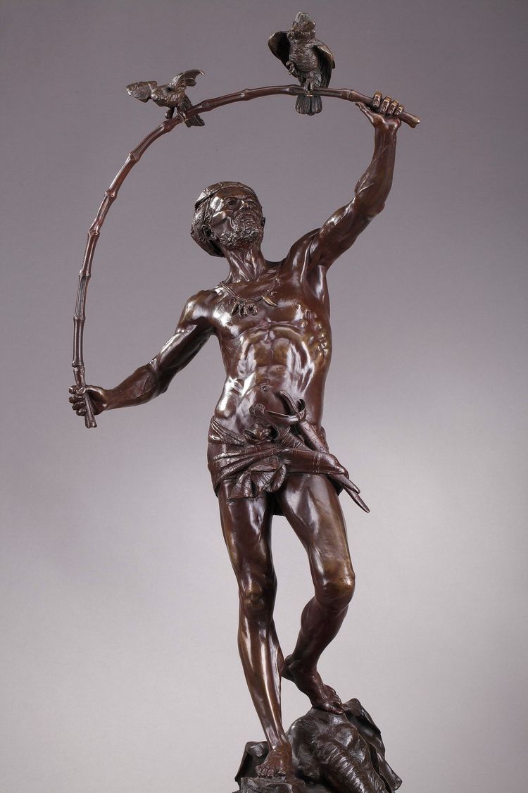 Grande bronzo "L'Oiseleur Indou" di Auguste de Wever (Belgio, 1836-1910)