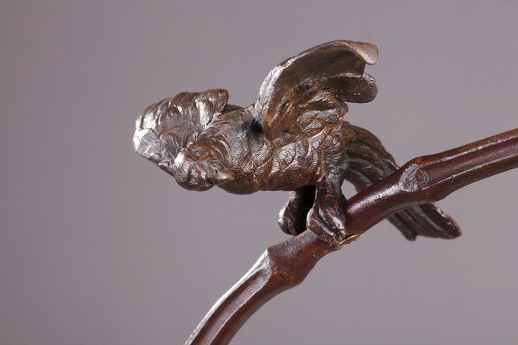Grande bronzo "L'Oiseleur Indou" di Auguste de Wever (Belgio, 1836-1910)