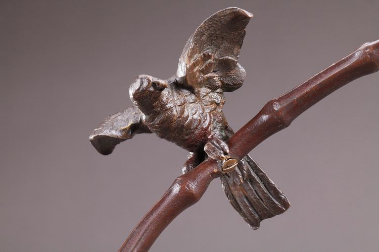 Grande bronzo "L'Oiseleur Indou" di Auguste de Wever (Belgio, 1836-1910)