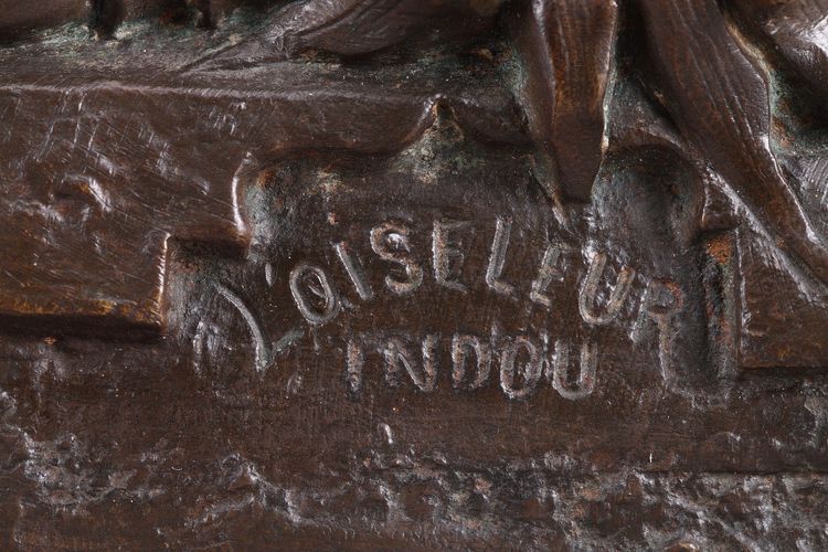 Grande bronzo "L'Oiseleur Indou" di Auguste de Wever (Belgio, 1836-1910)