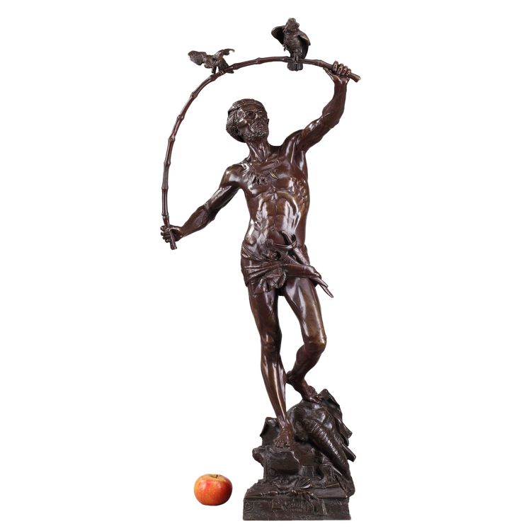 Grande bronzo "L'Oiseleur Indou" di Auguste de Wever (Belgio, 1836-1910)