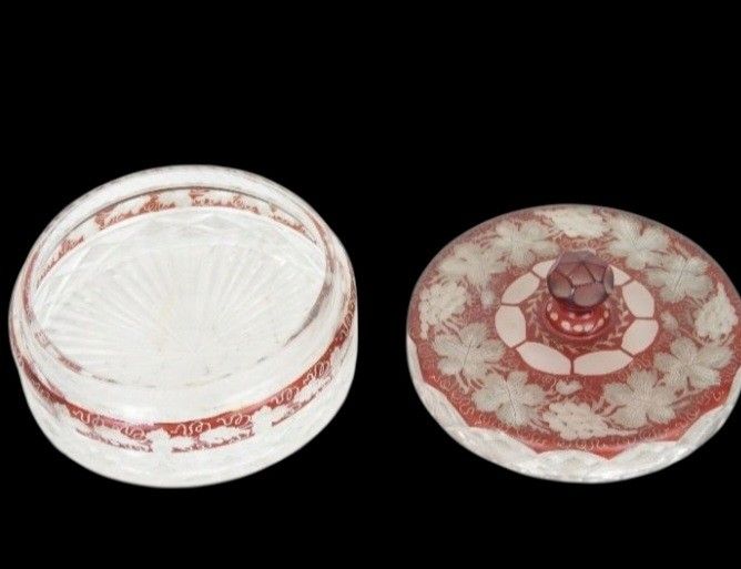 Bohemian glass candy box diameter 15 cm