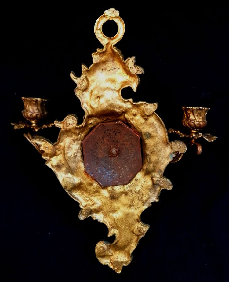 COPPIA DI APPLIQUES - STILE LUIGI XV - BRONZO DORATO - XIX SECOLO