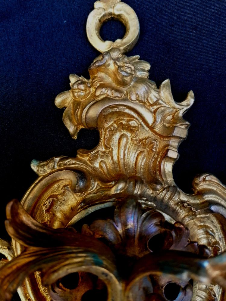 COPPIA DI APPLIQUES - STILE LUIGI XV - BRONZO DORATO - XIX SECOLO