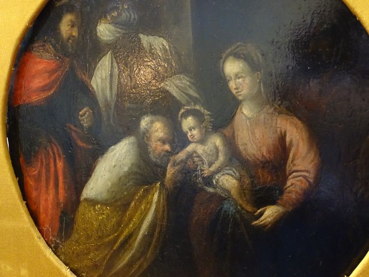 Antique 17th C painting Adoration of the Magi Jacopo Bassano Follower Workshop