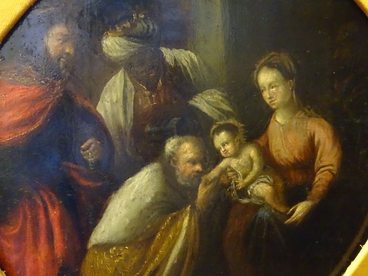 Antique 17th C painting Adoration of the Magi Jacopo Bassano Follower Workshop
