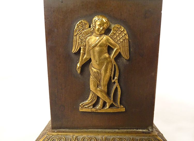 Pair of Empire cassolettes Medici vases bronze angelot Cupid torch 19th century