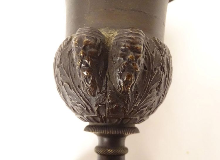 Pair of Empire cassolettes Medici vases bronze angelot Cupid torch 19th century