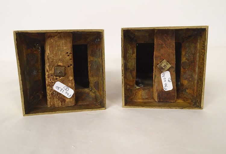 Pair of Empire cassolettes Medici vases bronze angelot Cupid torch 19th century
