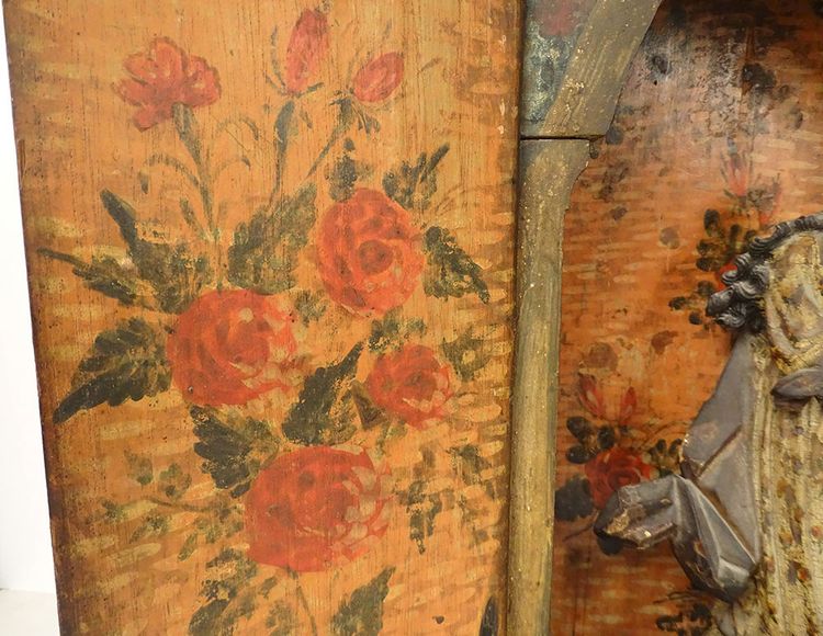 Retable bois peint sculpture Vierge Assomption de Conceicao oratoire XVIIIè