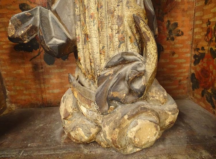 Retable bois peint sculpture Vierge Assomption de Conceicao oratoire XVIIIè