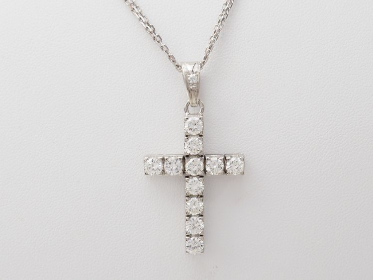 Collana Vintage Cross in oro bianco e diamanti
