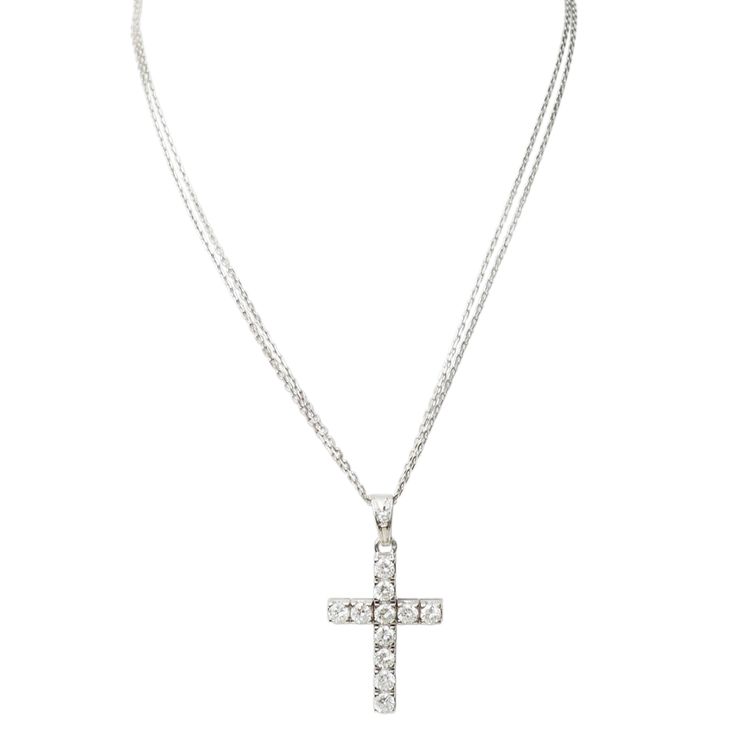 Collana Vintage Cross in oro bianco e diamanti