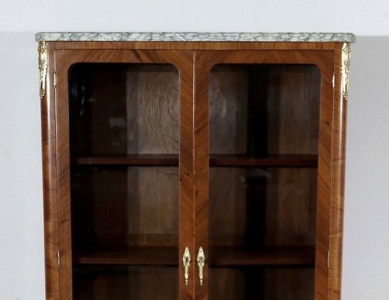 Petite Vitrine en Bois Précieux, style Transition Louis XV / Louis XVI – Début XXe 