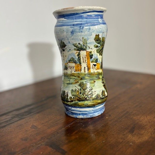  Ancien pot d'apothicaire Albarello 18ème siècle Naples . cm 20