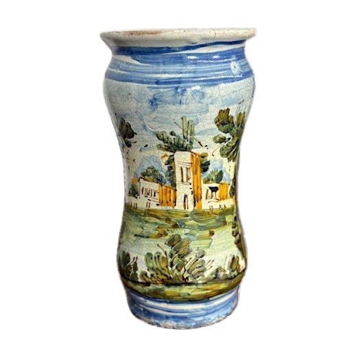  Ancien pot d'apothicaire Albarello 18ème siècle Naples . cm 20