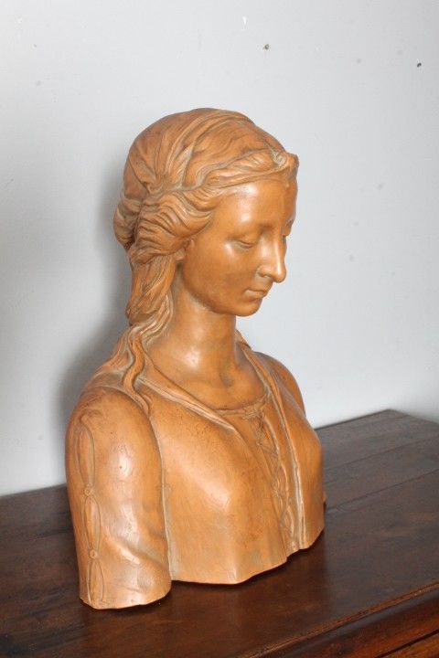 Antico busto terracotta  Liberty anni 1920 Toscana Nobildonna . h 52 