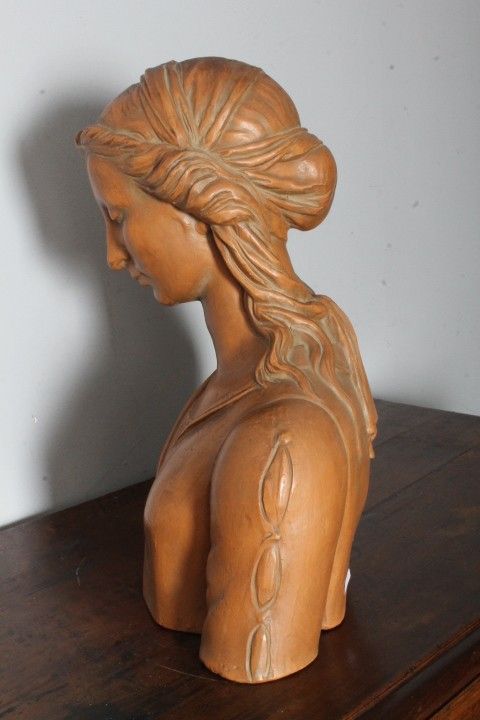 Antico busto terracotta  Liberty anni 1920 Toscana Nobildonna . h 52 