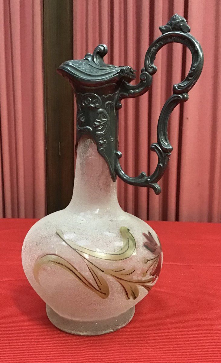 Ewer In Frosted Glass, Early 20th century