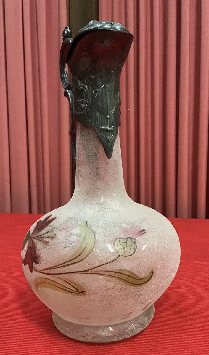 Ewer In Frosted Glass, Early 20th century