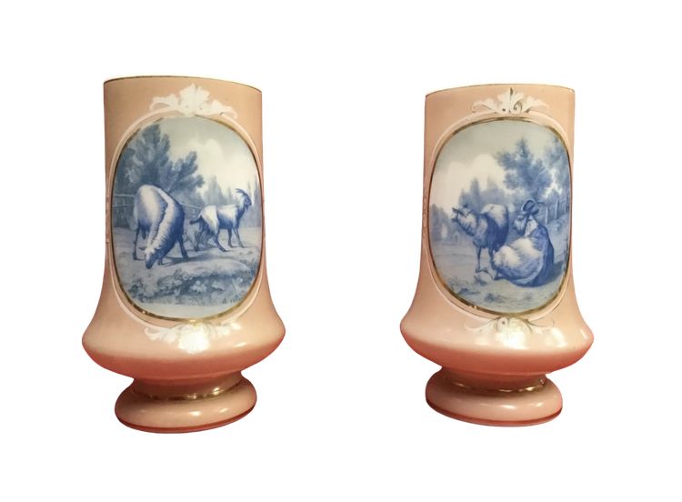 Pair Of Opaline Vases, 19th century
