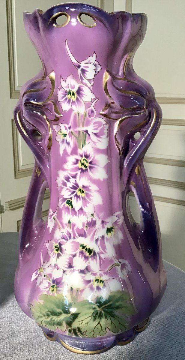 Pair of earthenware vases, Saint Amand Hamage, Early 20th century