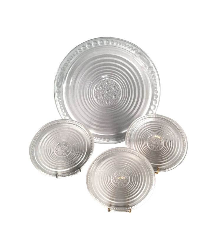 1 Dessous De Plat And 3 Dessous De Bouteilles En Verre Dans Le Goût De "verlys", 20th century