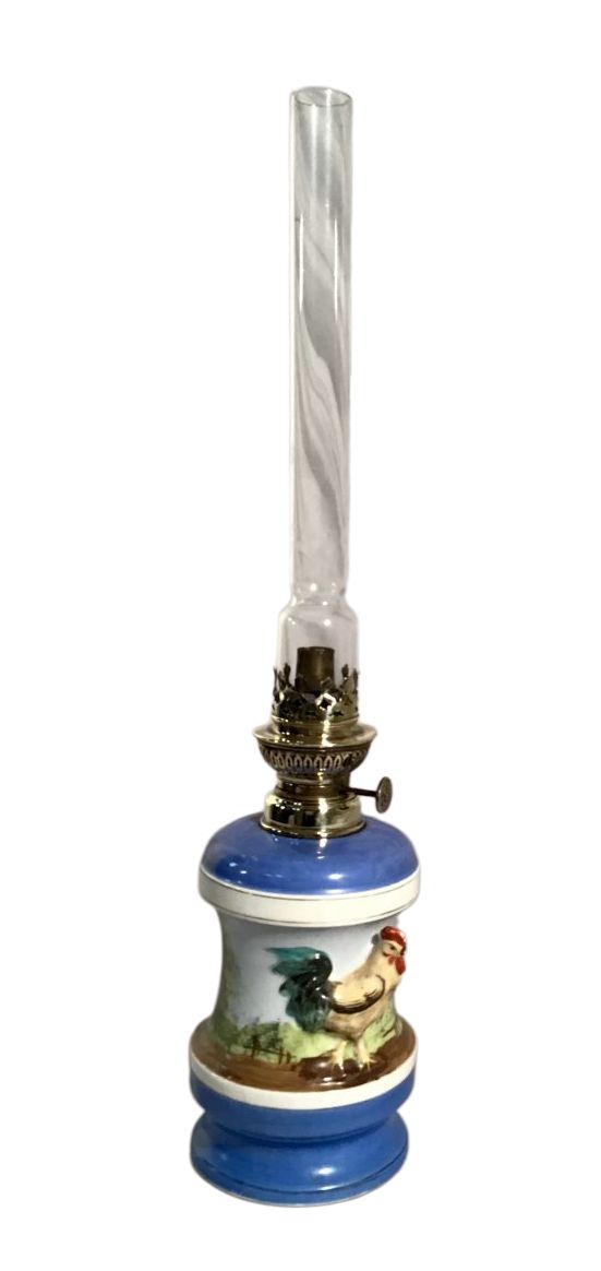 Lampada a olio in porcellana, periodo Napoleone III