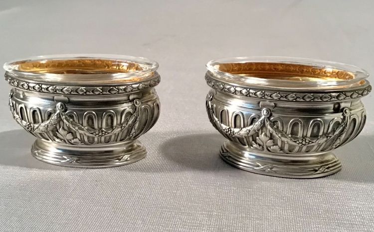 Pair Of Silver And Gilt Oval Salerons, 20th century
