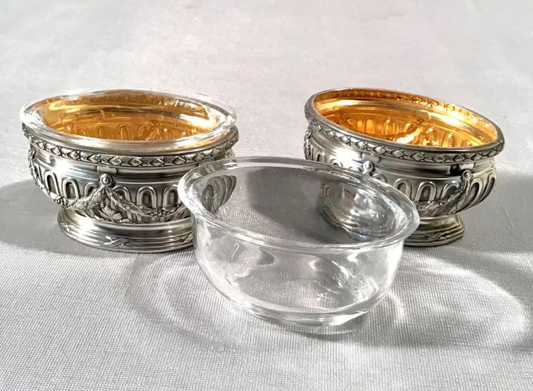 Pair Of Silver And Gilt Oval Salerons, 20th century