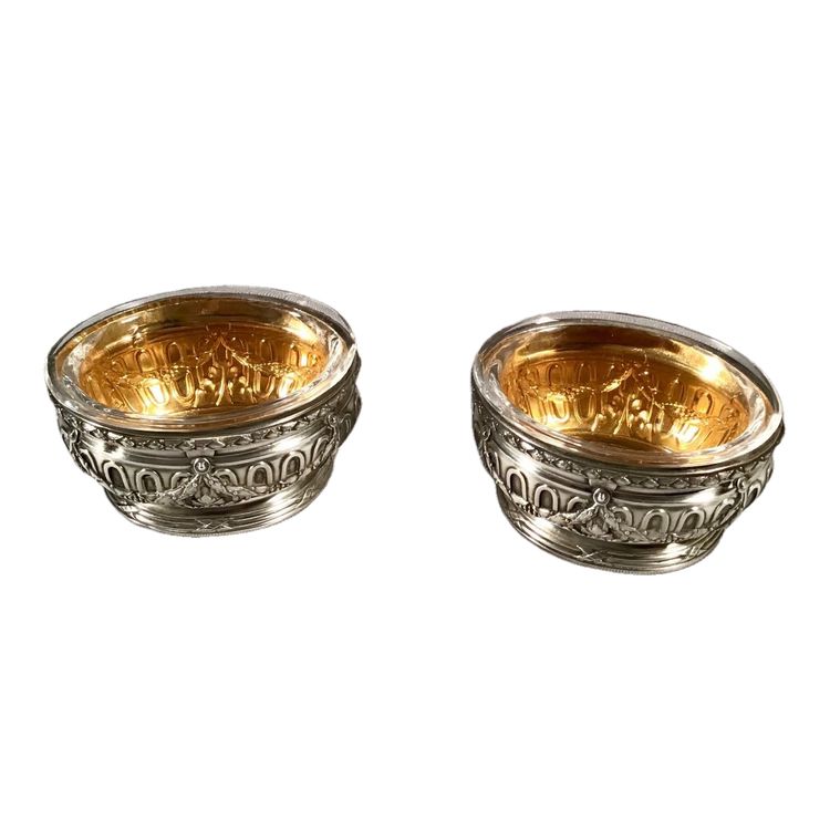 Pair Of Silver And Gilt Oval Salerons, 20th century