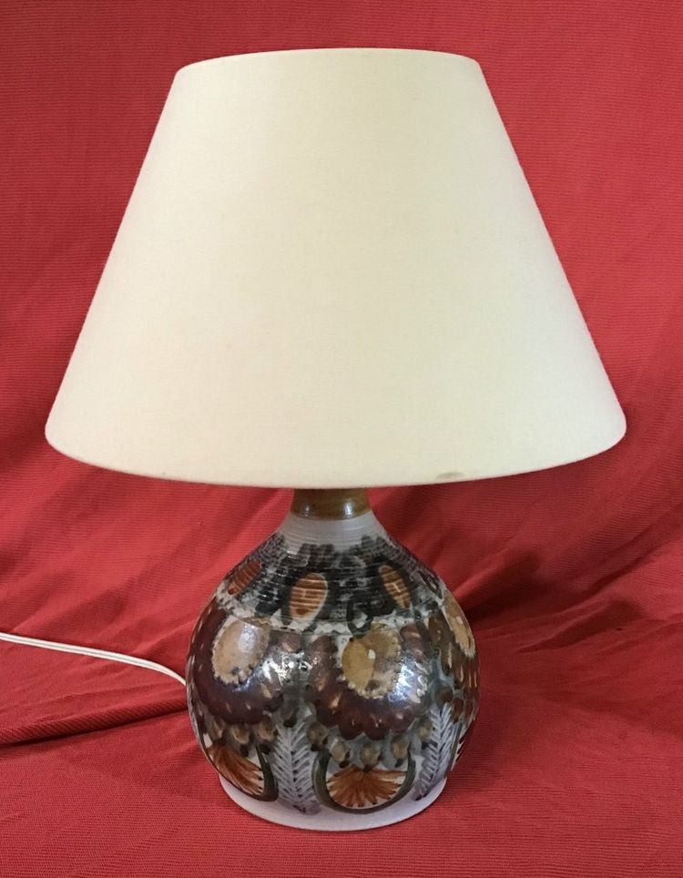 Pair De Lampes En Grès Signée " courjault " Années 70
