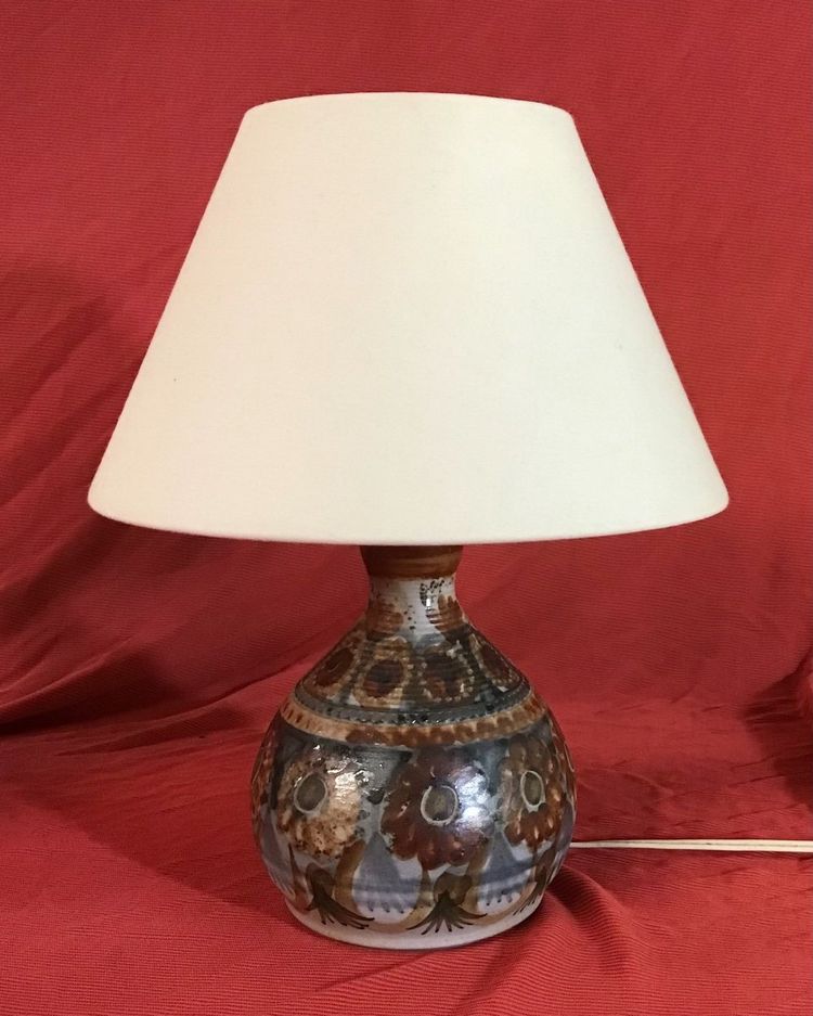 Pair De Lampes En Grès Signée " courjault " Années 70