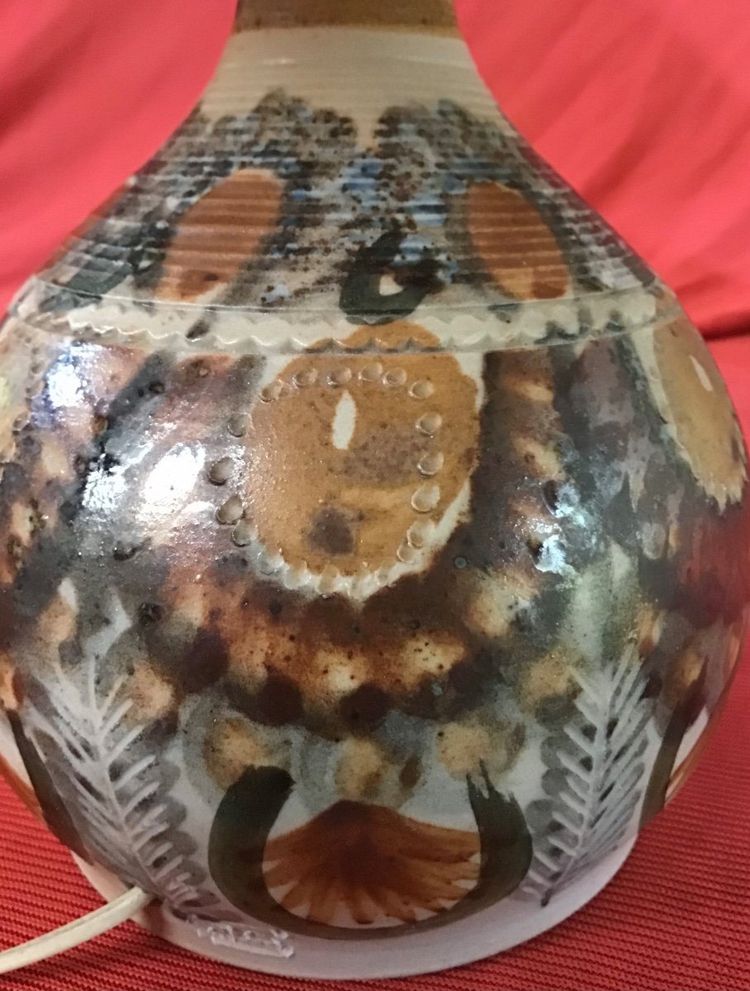 Pair De Lampes En Grès Signée " courjault " Années 70