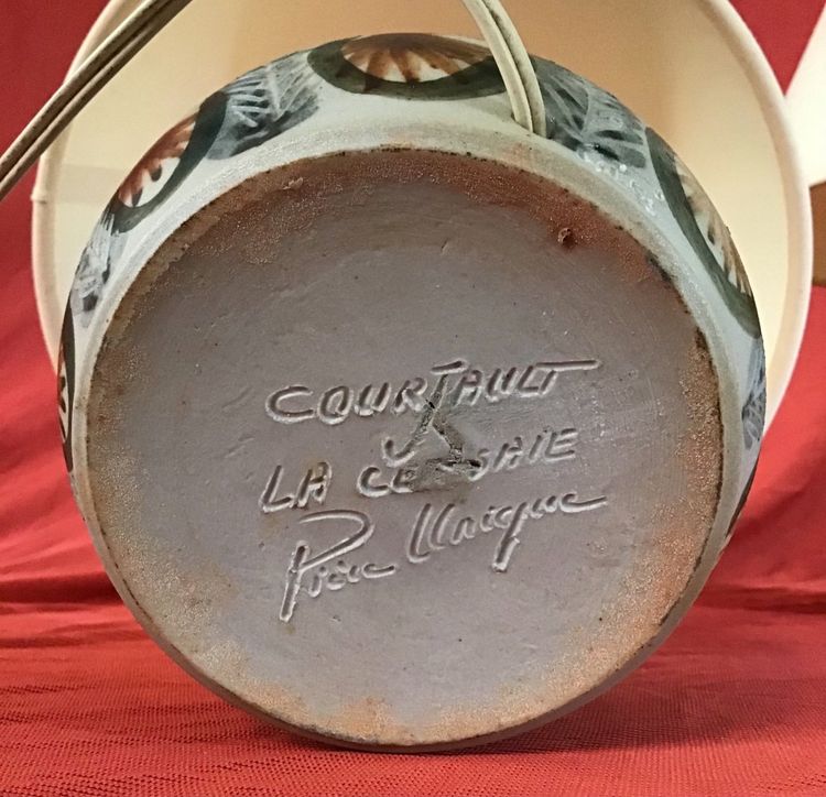 Pair De Lampes En Grès Signée " courjault " Années 70