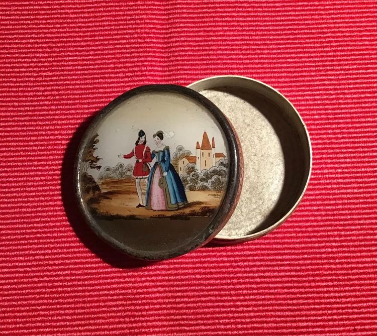 Boîte Ronde Couvercle Fixé Sous Verre 19th century