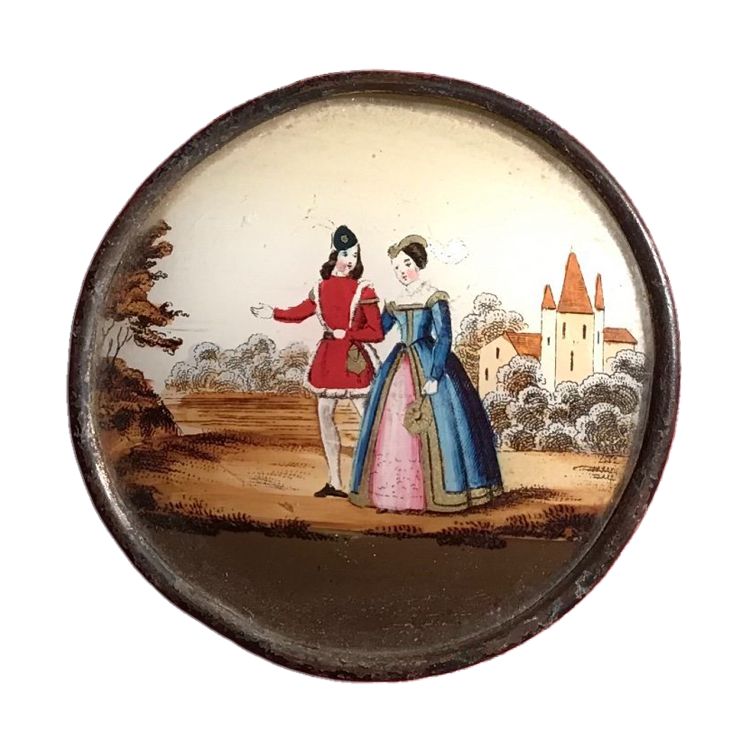 Boîte Ronde Couvercle Fixé Sous Verre 19th century