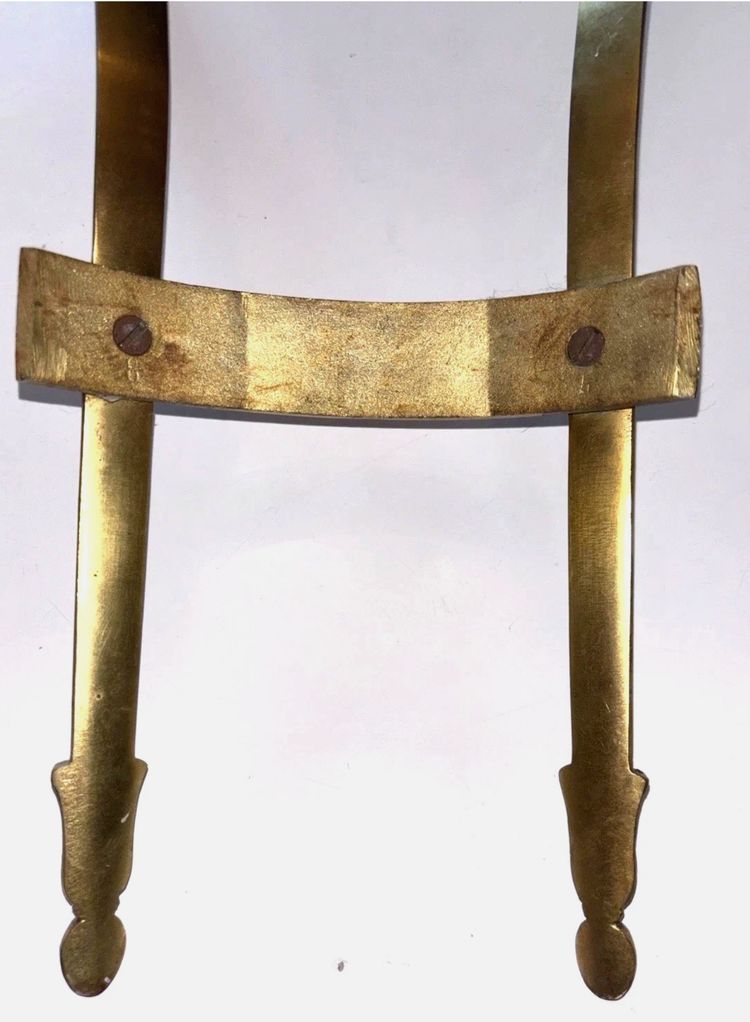 Louis XVI style floating half-moon console with marble top and chased brass structure