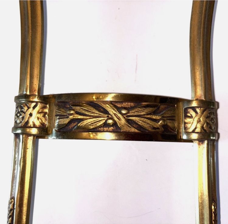 Louis XVI style floating half-moon console with marble top and chased brass structure