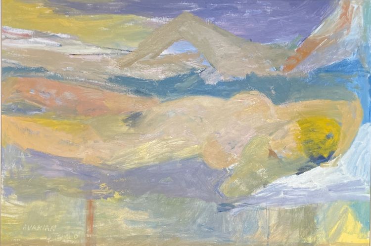 Huile sur toile représentant deux nus féminins signé  Alejandro AVAKIAN provenance Fondation Cherqui