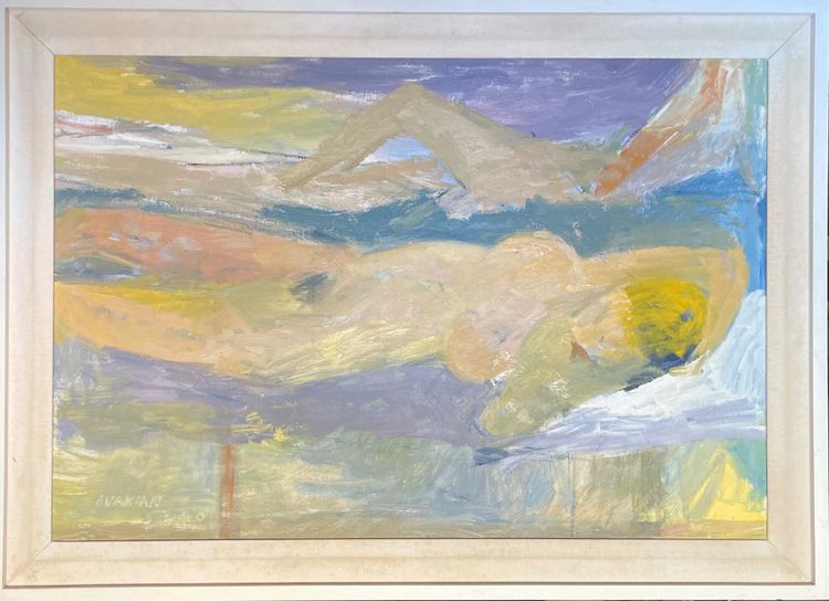 Huile sur toile représentant deux nus féminins signé  Alejandro AVAKIAN provenance Fondation Cherqui